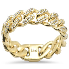 SPECIAL!.46ct G SI 14K Yellow Gold Men's Round Diamond Cuban Band Ring Size 10