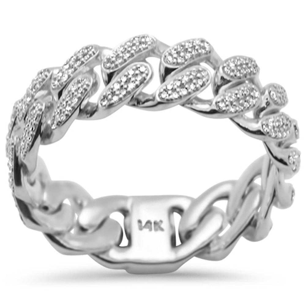 SPECIAL!.47ct G SI 14K White Gold Men's Round Diamond Cuban Band Ring Size 10