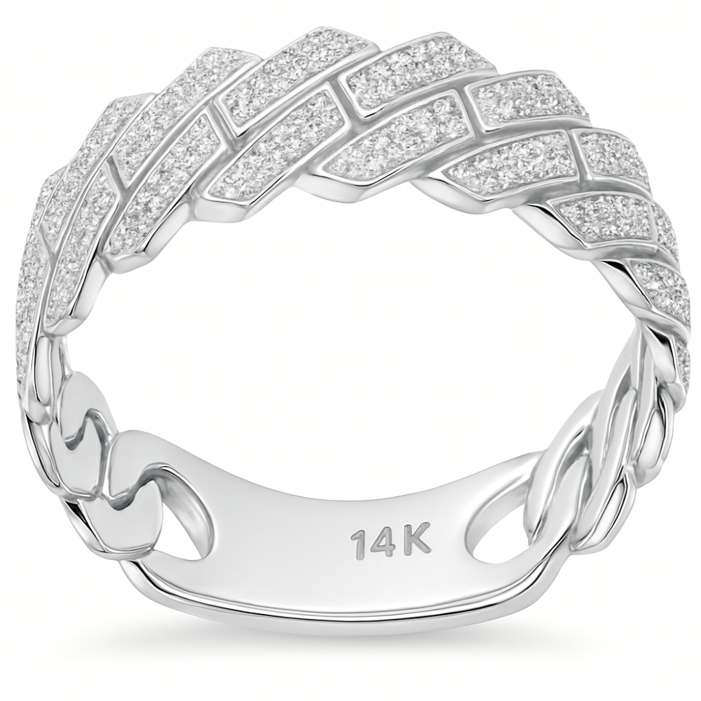 SPECIAL! .54ct G SI 14K White Gold Men's Round Diamond Square Cuban Band Ring Size 10
