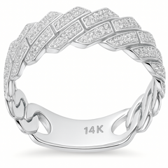 SPECIAL! .54ct G SI 14K White Gold Men's Round Diamond Square Cuban Band Ring Size 10