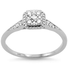SPECIAL! .18ct G SI 14K White Gold Square Diamond Engagement Ring Size 6.5