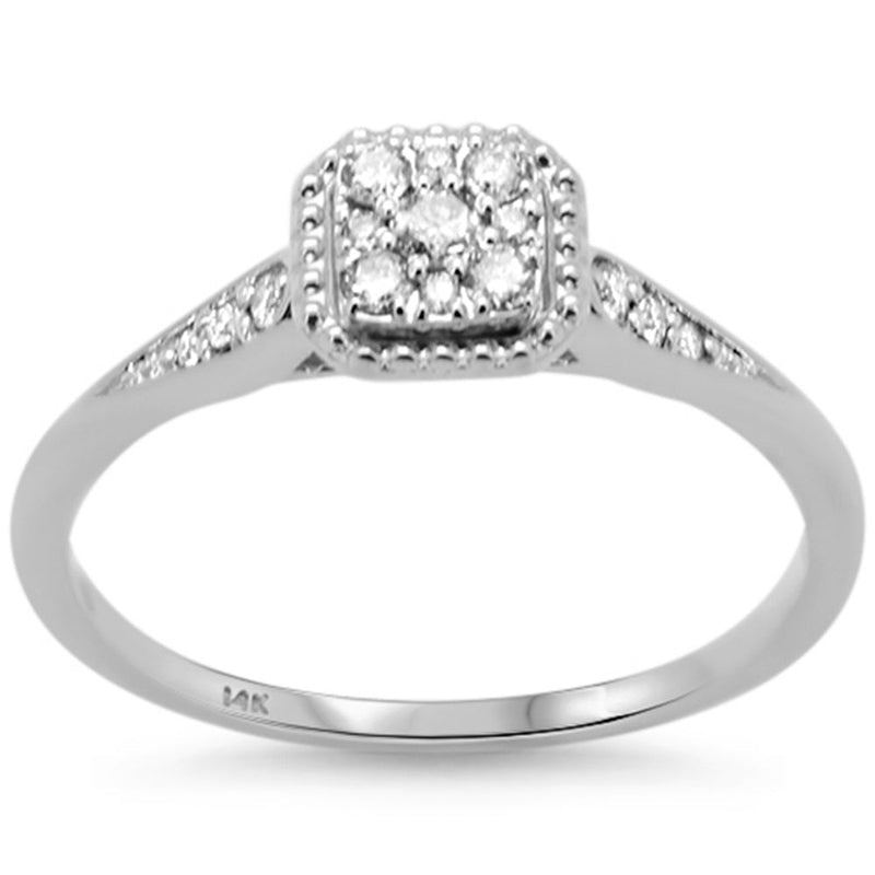 SPECIAL! .18ct G SI 14K White Gold Square Diamond Engagement Ring Size 6.5