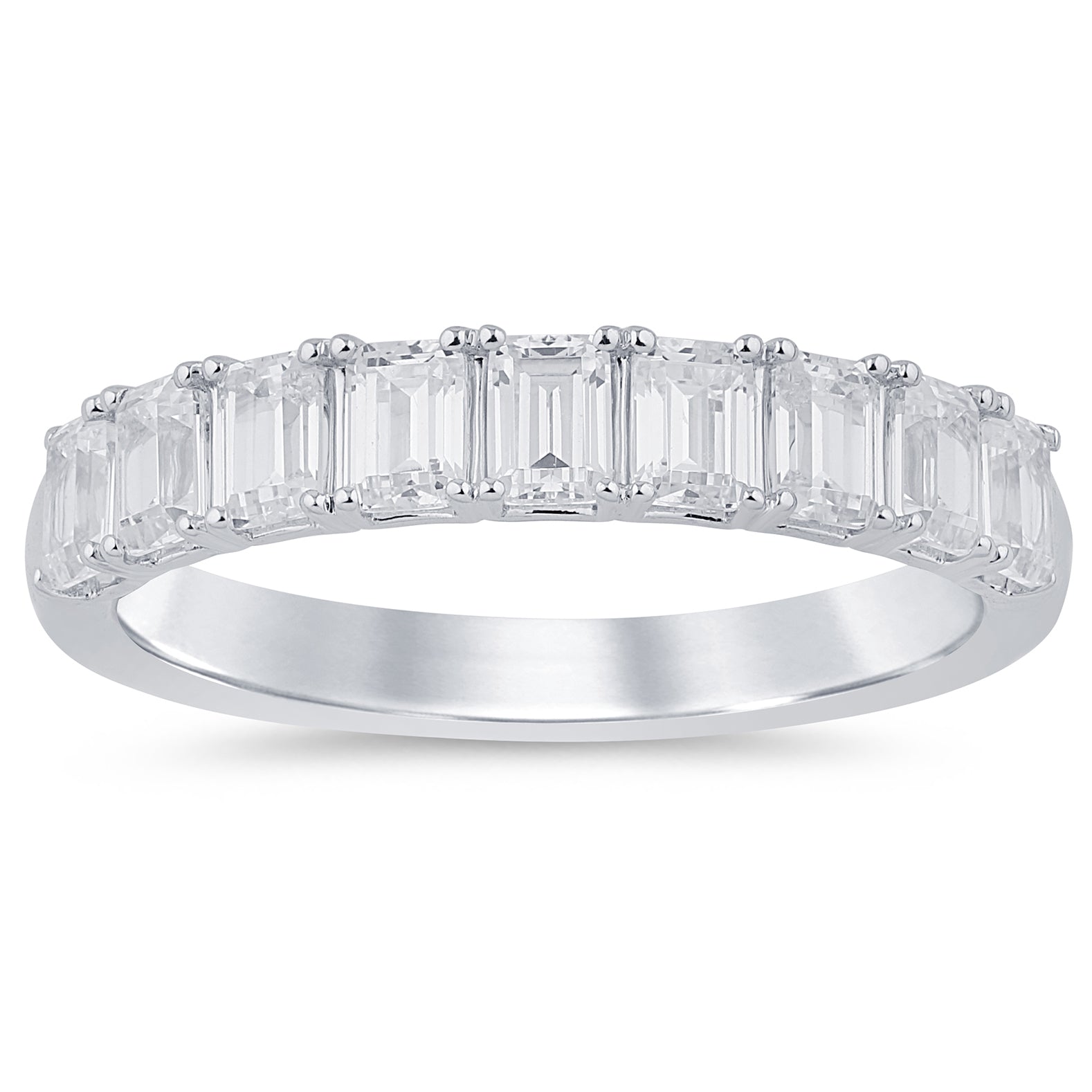 SPECIAL! 1.45ct G SI 14K White Gold Emerald Cut Diamond Ring Band Size 6.5