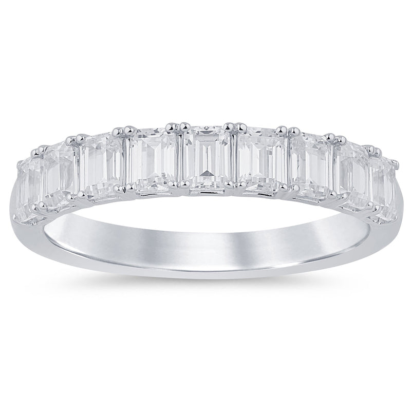 SPECIAL! 1.45ct G SI 14K White Gold Emerald Cut Diamond Ring Band Size 6.5