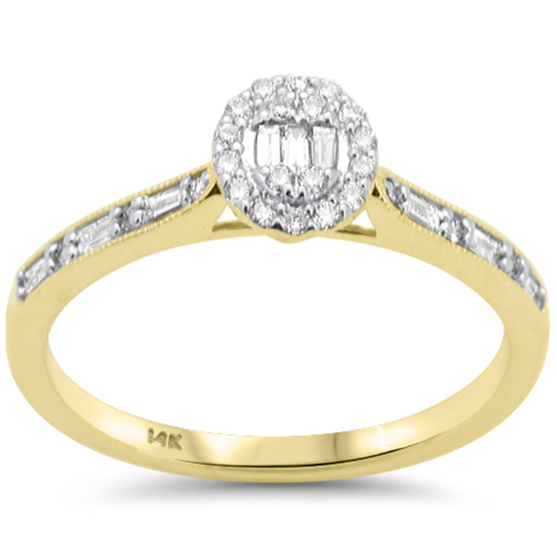 SPECIAL! .23ct G SI 14K Yellow Gold Round & Baguette Diamond Ring Size 6.5
