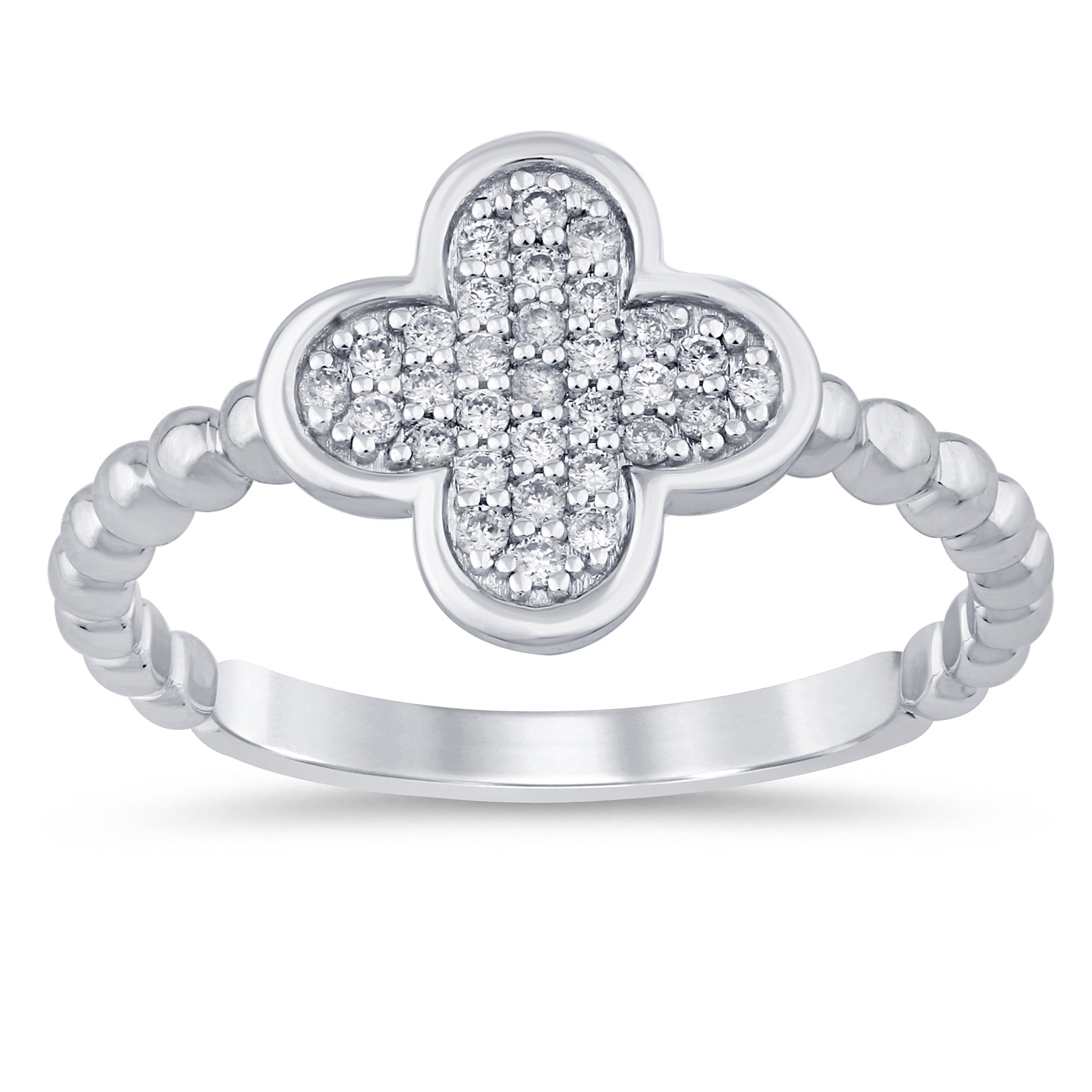 SPECIAL! .15ct G SI 14K White Gold Diamond Clover Ring Size 6.5