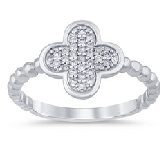 SPECIAL! .15ct G SI 14K White Gold Diamond Clover Ring Size 6.5