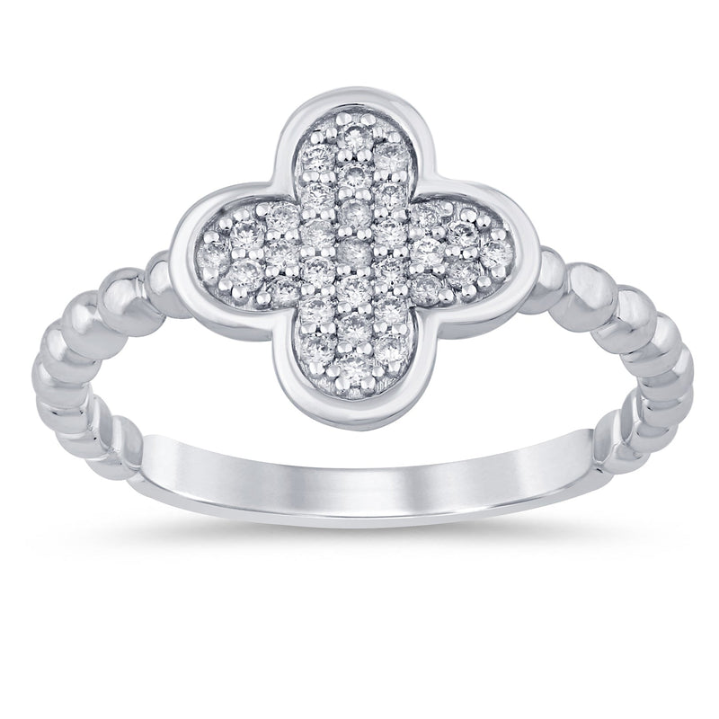 SPECIAL! .15ct G SI 14K White Gold Diamond Clover Ring Size 6.5