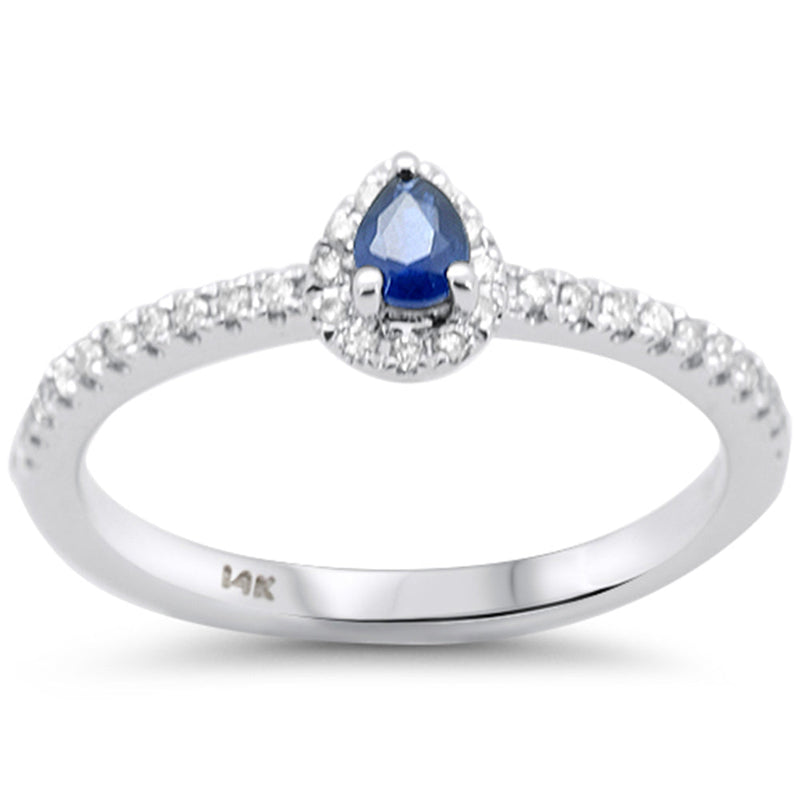 SPECIAL! .34ct G SI 14K White Gold Diamond & Blue Sapphire Ring Size 6.5