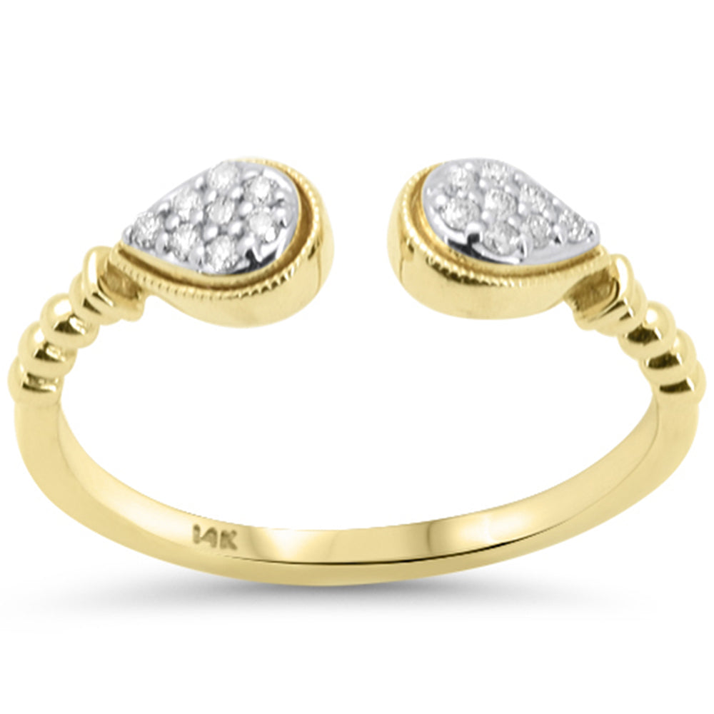 .08ct G SI 14K Yellow Gold Pear Shape Diamond Open Ring Size 6.5