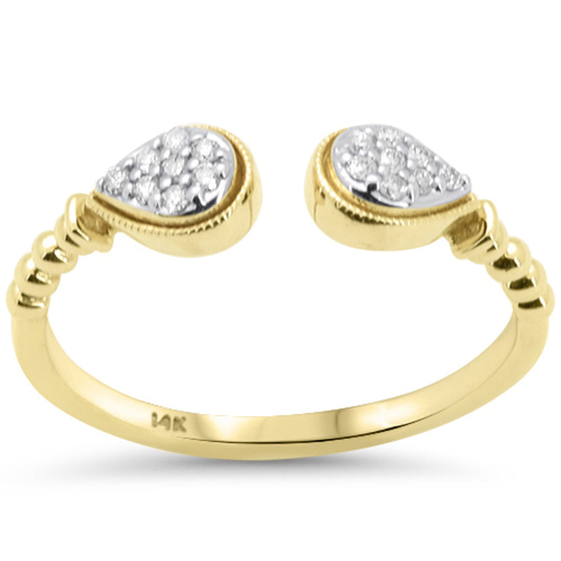 .08ct G SI 14K Yellow Gold Pear Shape Diamond Open Ring Size 6.5