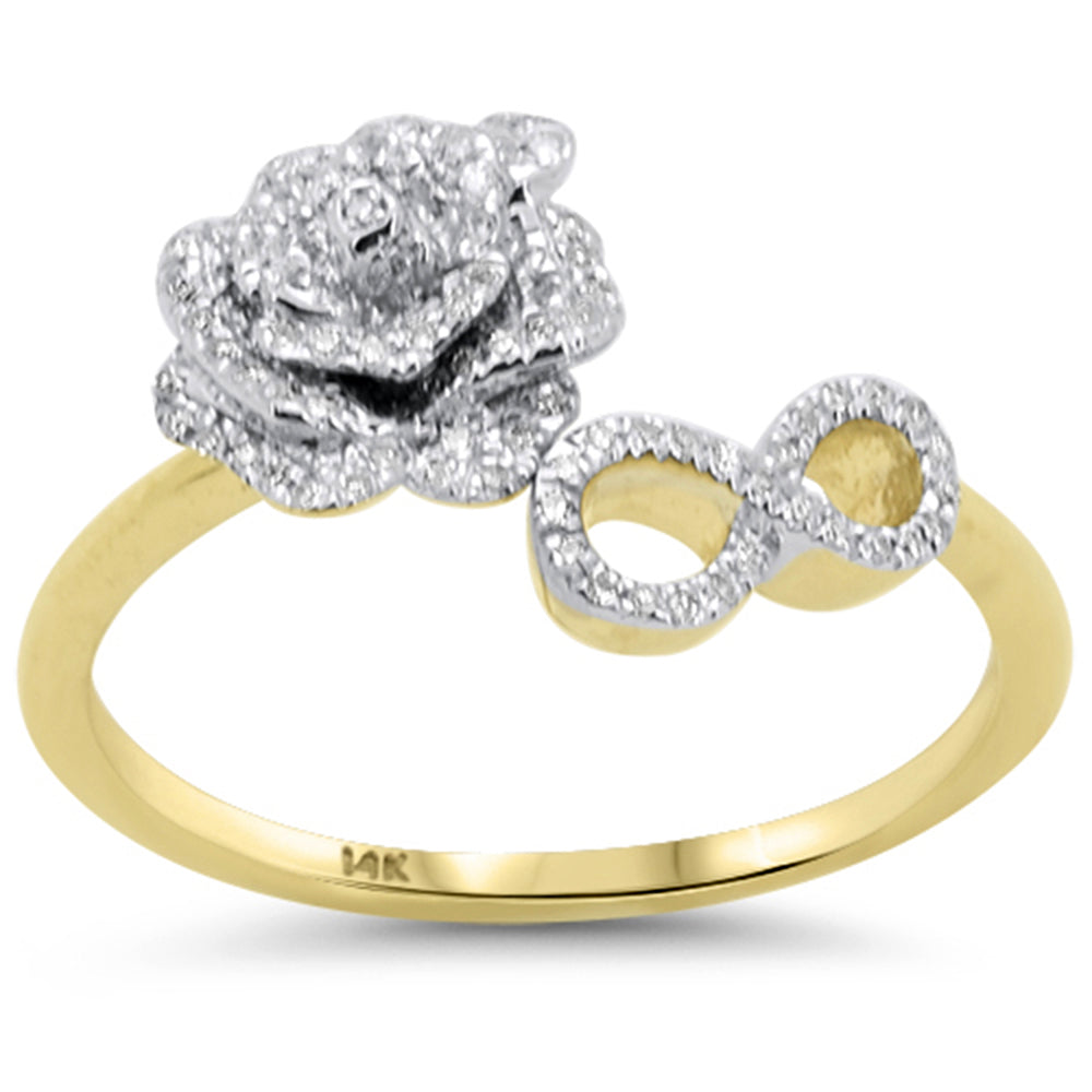 SPECIAL!.15ct G SI 14K Yellow Gold Diamond Flower & Infinity Ring Size 6.5