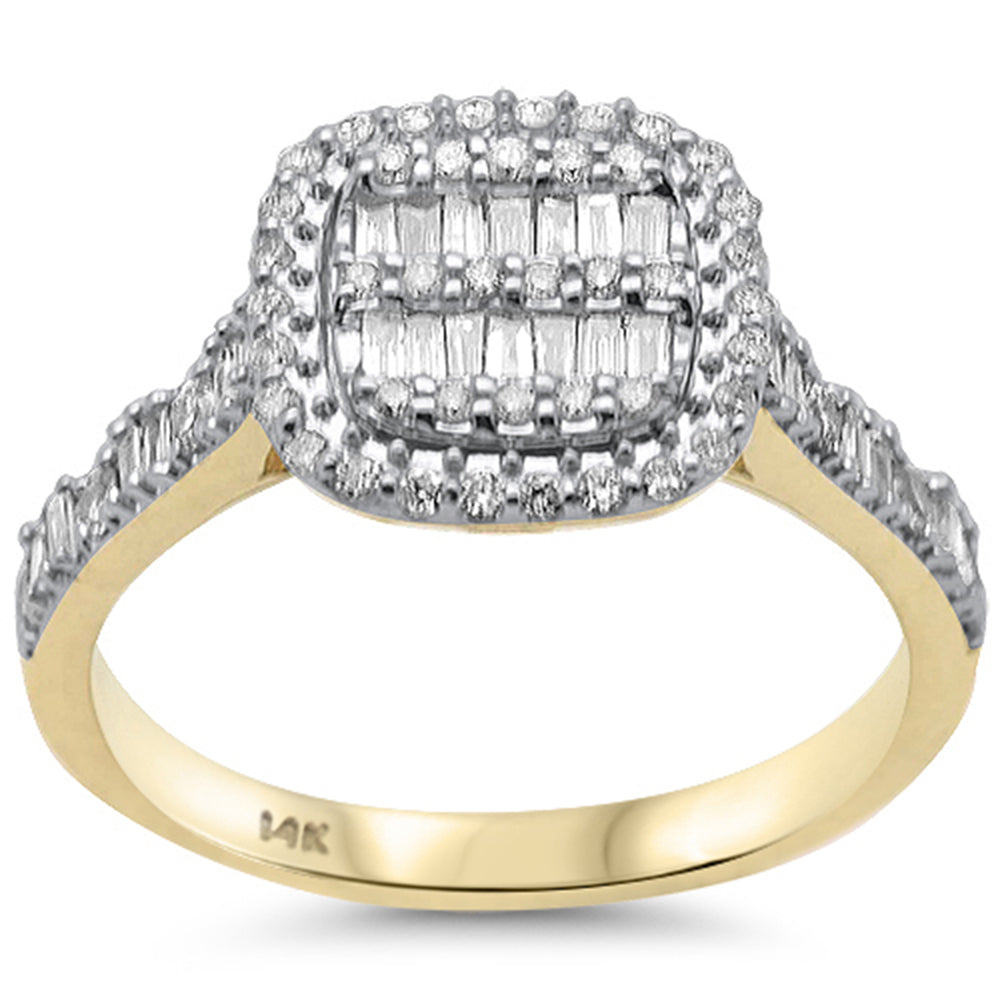 SPECIAL! .48cts G SI 14K Yellow Gold Round & Baguette Diamond Engagement Ring Size 6.5