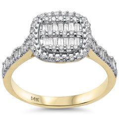 SPECIAL! .48cts G SI 14K Yellow Gold Round & Baguette Diamond Engagement Ring Size 6.5