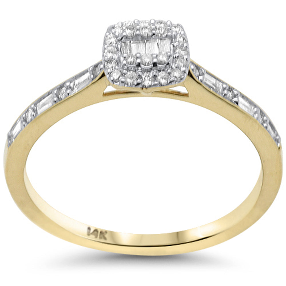 SPECIAL!.22ct G SI 14K Yellow Gold Round & Baguette Diamond Engagement Ring Size 6.5