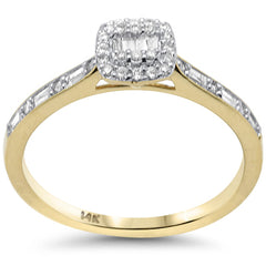 SPECIAL!.22ct G SI 14K Yellow Gold Round & Baguette Diamond Engagement Ring Size 6.5