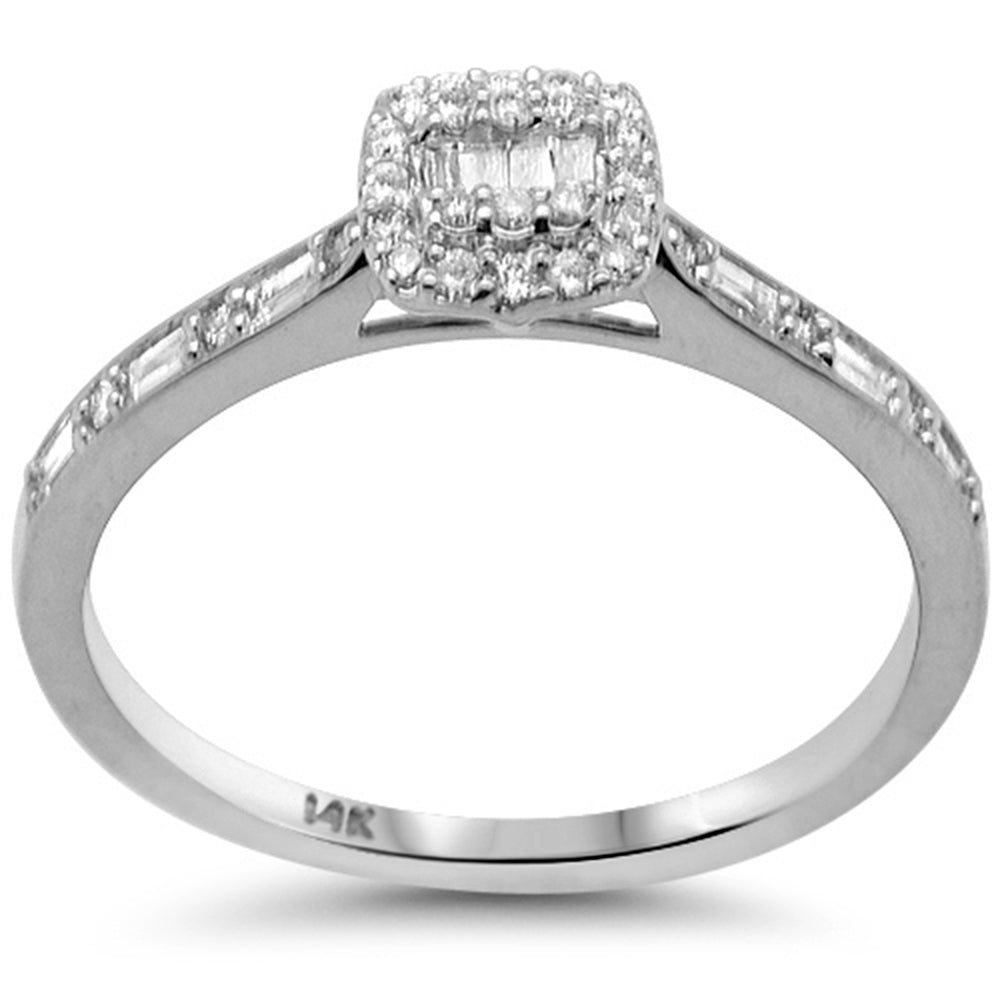 SPECIAL! .23ct G SI 14K White Gold Round & Baguette Diamond Engagement Ring Size 6.5