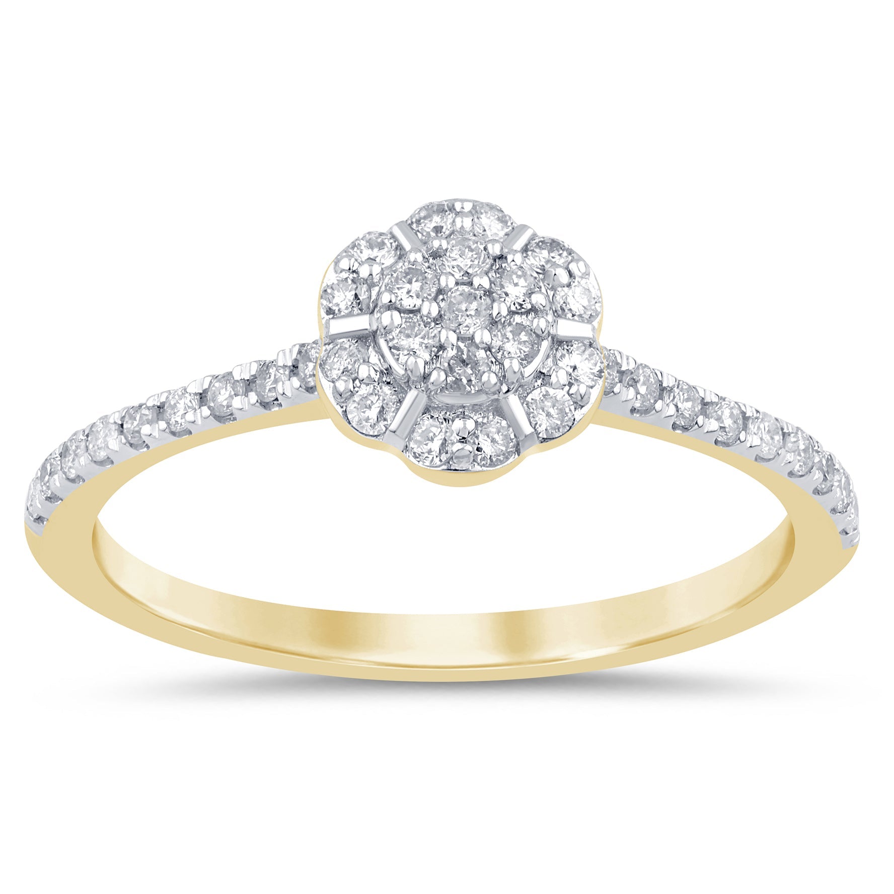 SPECIAL! .28ct G SI 14K Yellow Gold Round Diamond Flower Ring Size 6.5