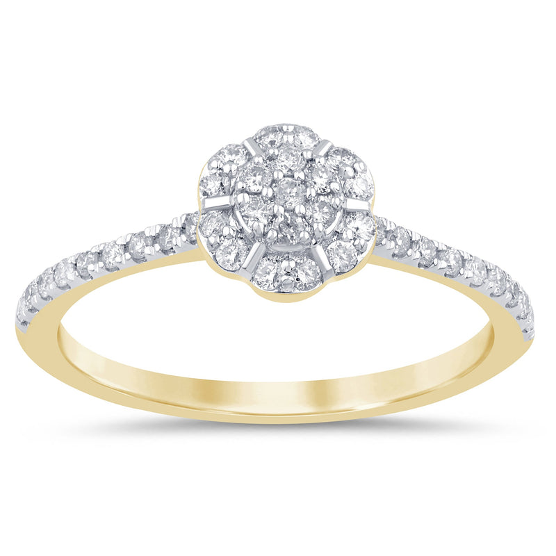SPECIAL! .28ct G SI 14K Yellow Gold Round Diamond Flower Ring Size 6.5