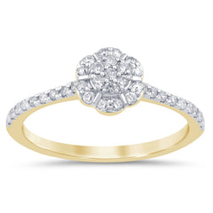 SPECIAL! .28ct G SI 14K Yellow Gold Round Diamond Flower Ring Size 6.5