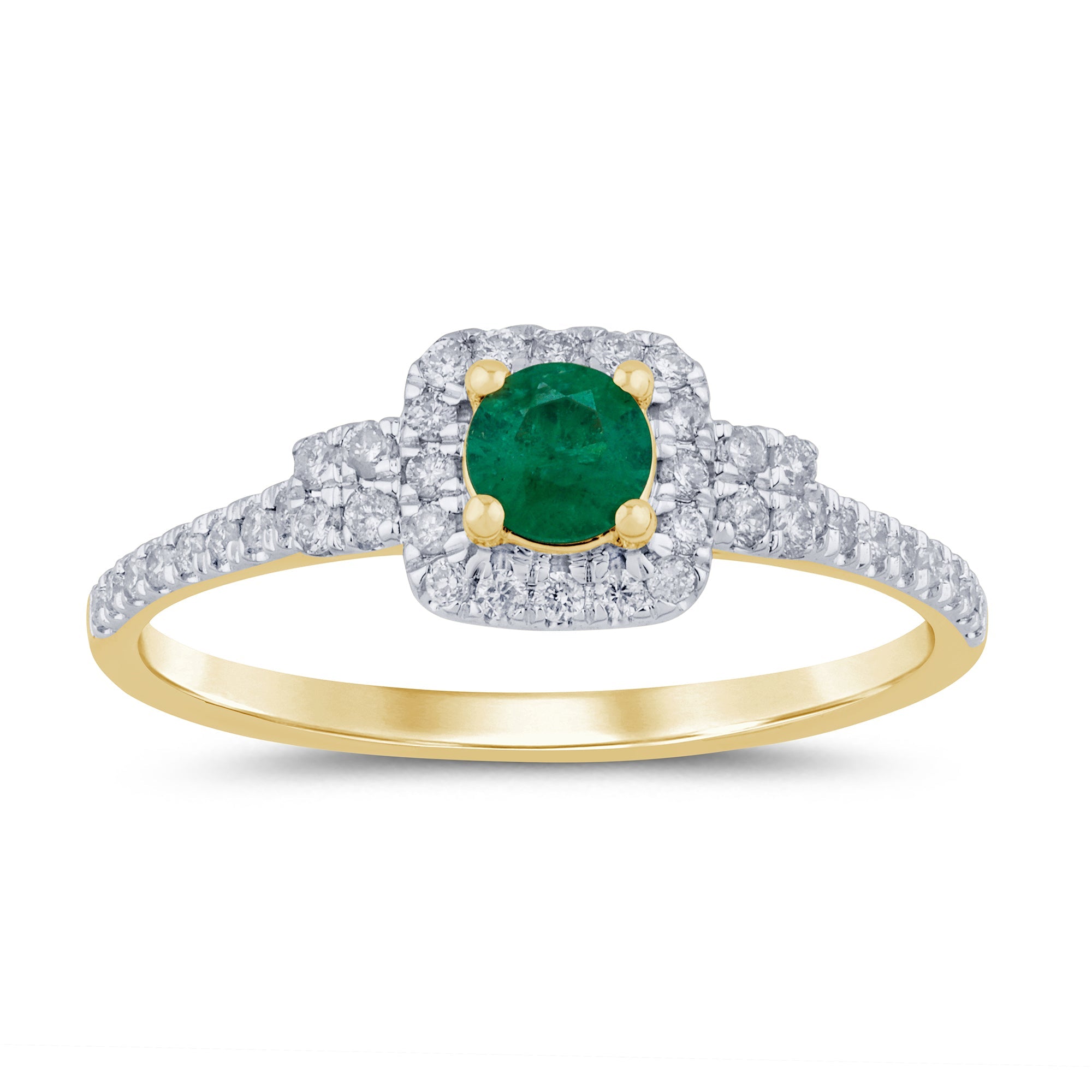 SPECIAL!.40ct G SI 14K Yellow Gold Diamond & Emerald Gemstones Engagement Ring Size 6.5