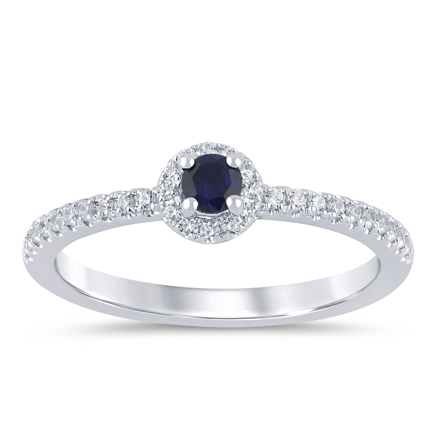 SPECIAL! .31ct G SI 14K White Gold Diamond Blue Sapphire Gemstones Ring Size 6.5