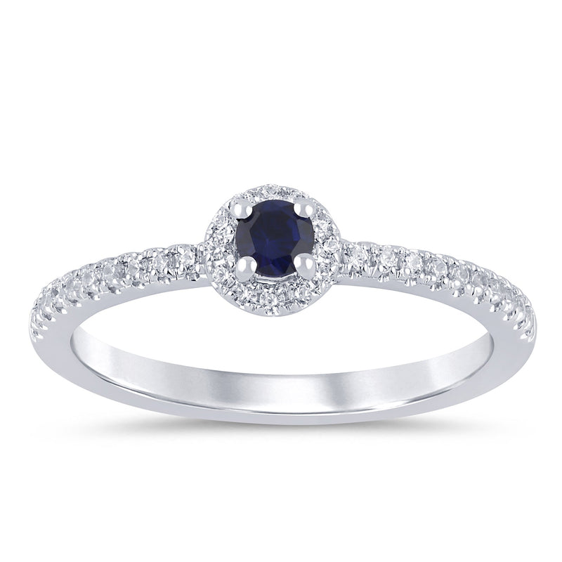 SPECIAL! .31ct G SI 14K White Gold Diamond Blue Sapphire Gemstones Ring Size 6.5