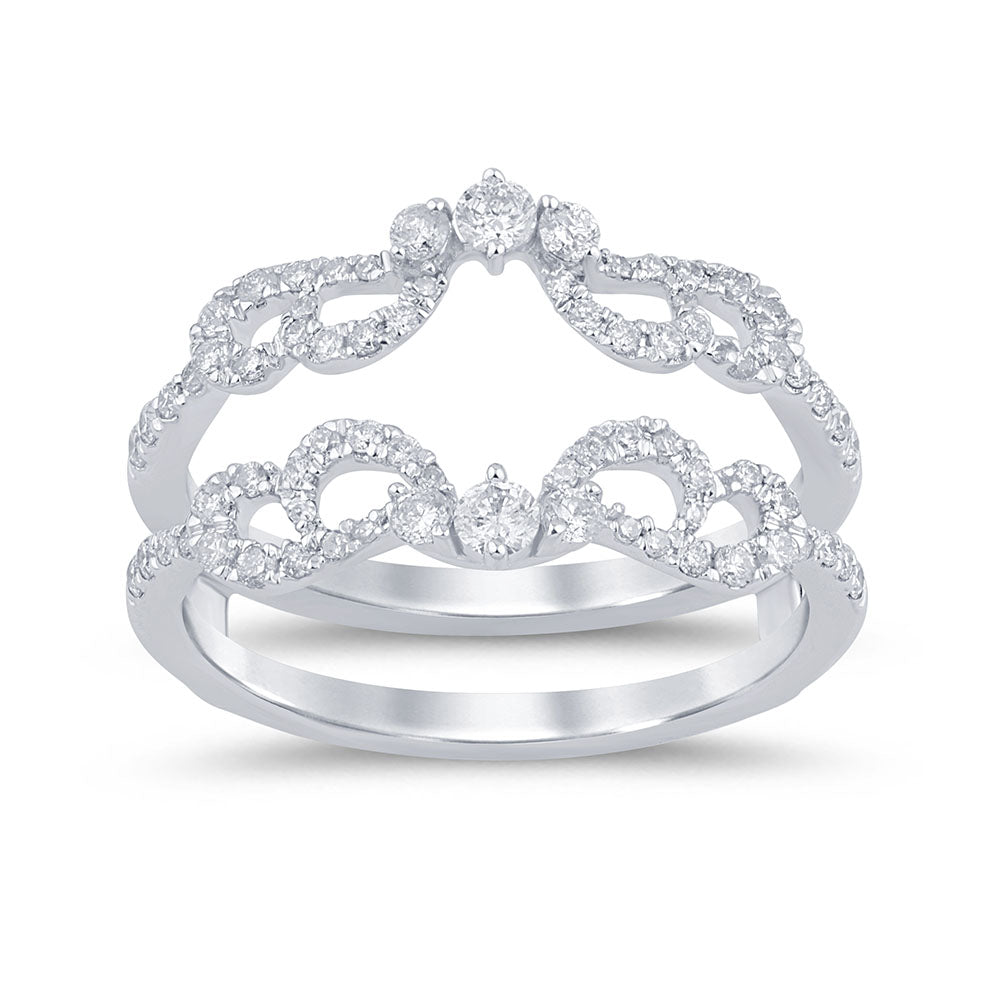 SPECIAL! .55ct G SI 14K White Gold Diamond Double Shank Ring Guard Size 6.5