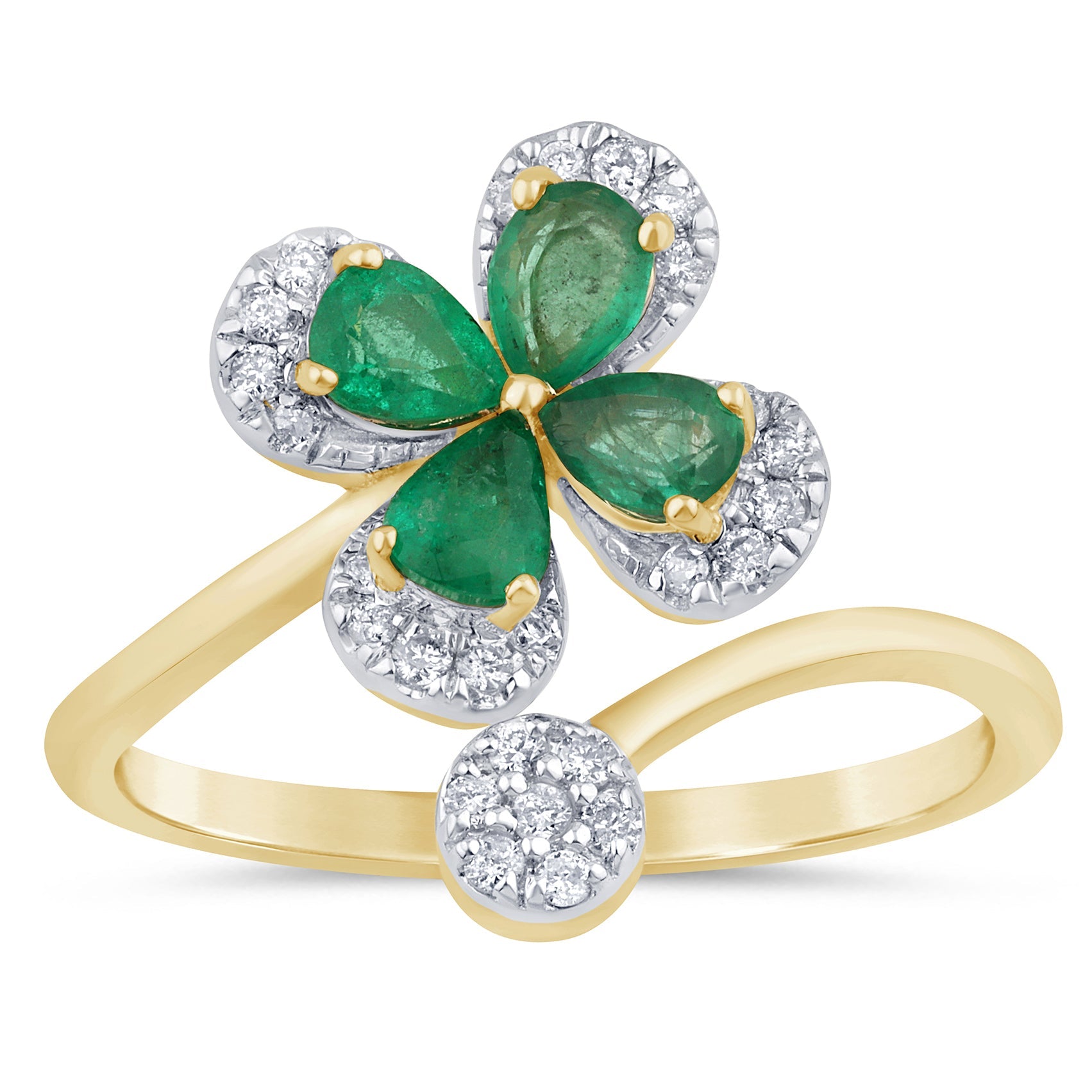 SPECIAL! .64ct G SI 14K Yellow Gold Diamond & Natural Emerald Butterfly Ring Size 6.5