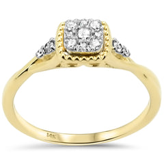 .16ct G SI 14K Yellow Gold Square Shaped Diamond Engagement Ring Size 6.5