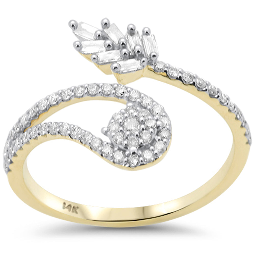 SPECIAL! .35ct G SI 14K Yellow Gold Unique Round & Baguette Diamond Ring Size 6.5