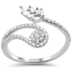 SPECIAL! .36ct G SI 14K White Gold Unique Round & Baguette Diamond Ring Size 6.5