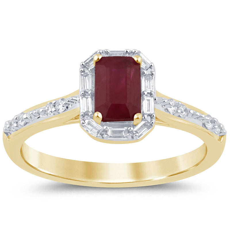 SPECIAL! 1.02ct G SI 14K Yellow Gold Diamond & Ruby Gemstone Ring Size 6.5