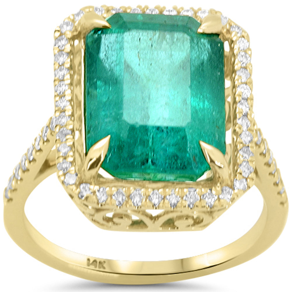 SPECIAL! 7.30ct G SI 14K Yellow Gold Diamond & Natural Emerald Ring Size 6.5