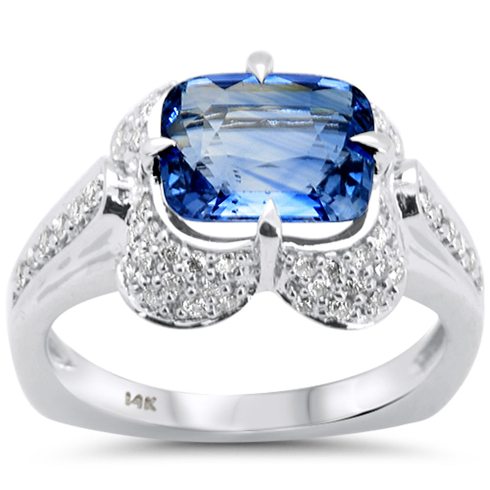 SPECIAL! 3.36ct G SI 14K White Gold Diamond & Blue Sapphire Gemstone Ring Size 6.5