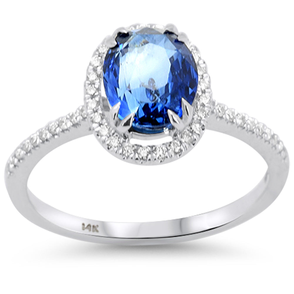SPECIAL! 2.39ct G SI 14K White Gold Diamond & Blue Sapphire Gemstone Ring Size 6.5