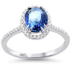 SPECIAL! 2.39ct G SI 14K White Gold Diamond & Blue Sapphire Gemstone Ring Size 6.5