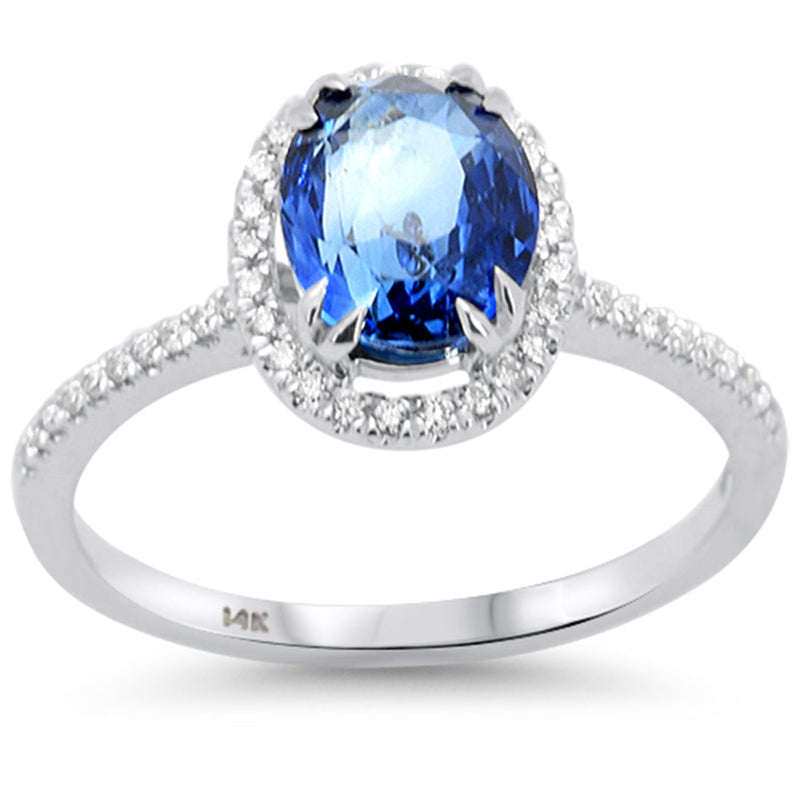 SPECIAL! 2.39ct G SI 14K White Gold Diamond & Blue Sapphire Gemstone Ring Size 6.5