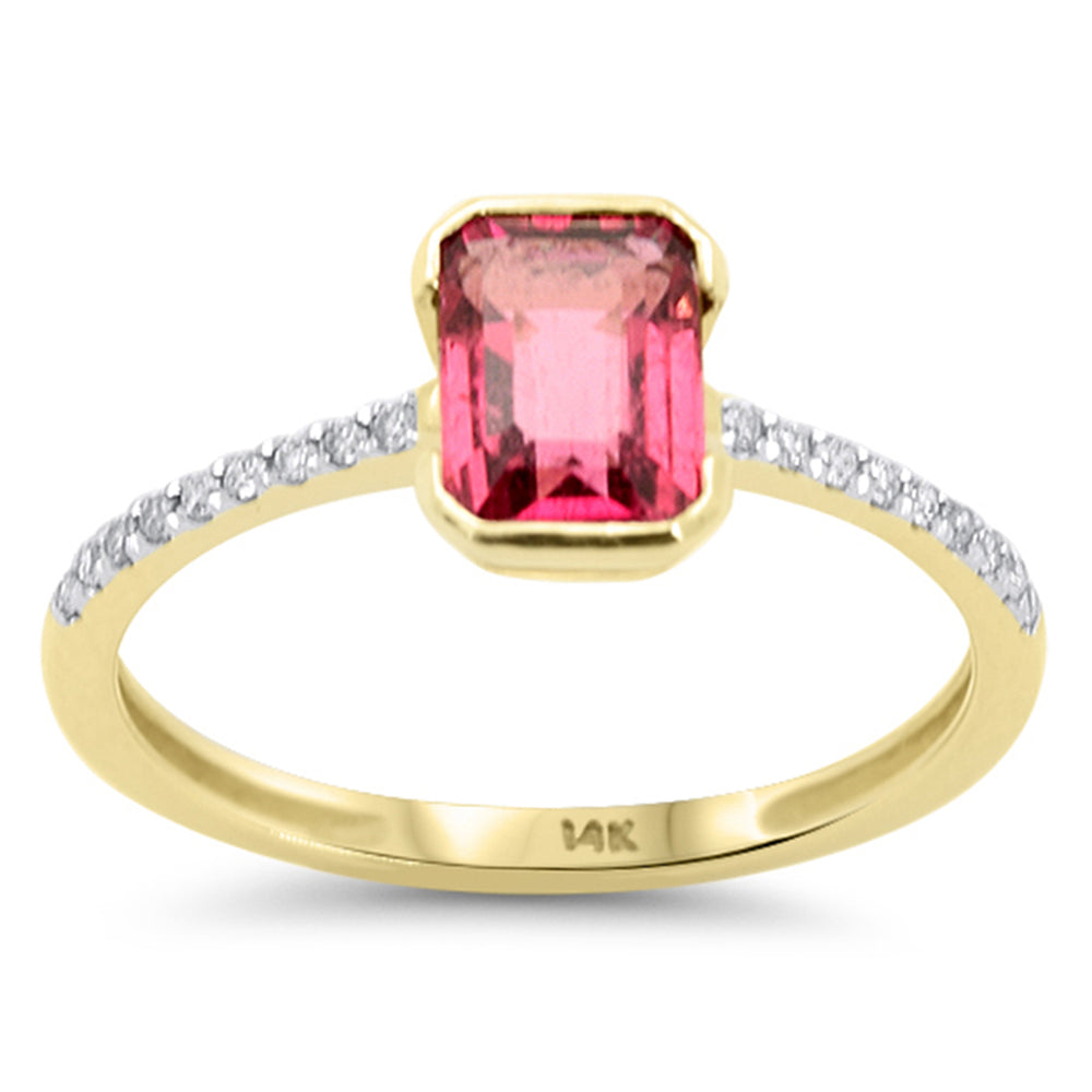 SPECIAL! 1.20ct G SI 14K Yellow Gold Diamond Pink Tourmaline Gemstone Ring Size 6.5