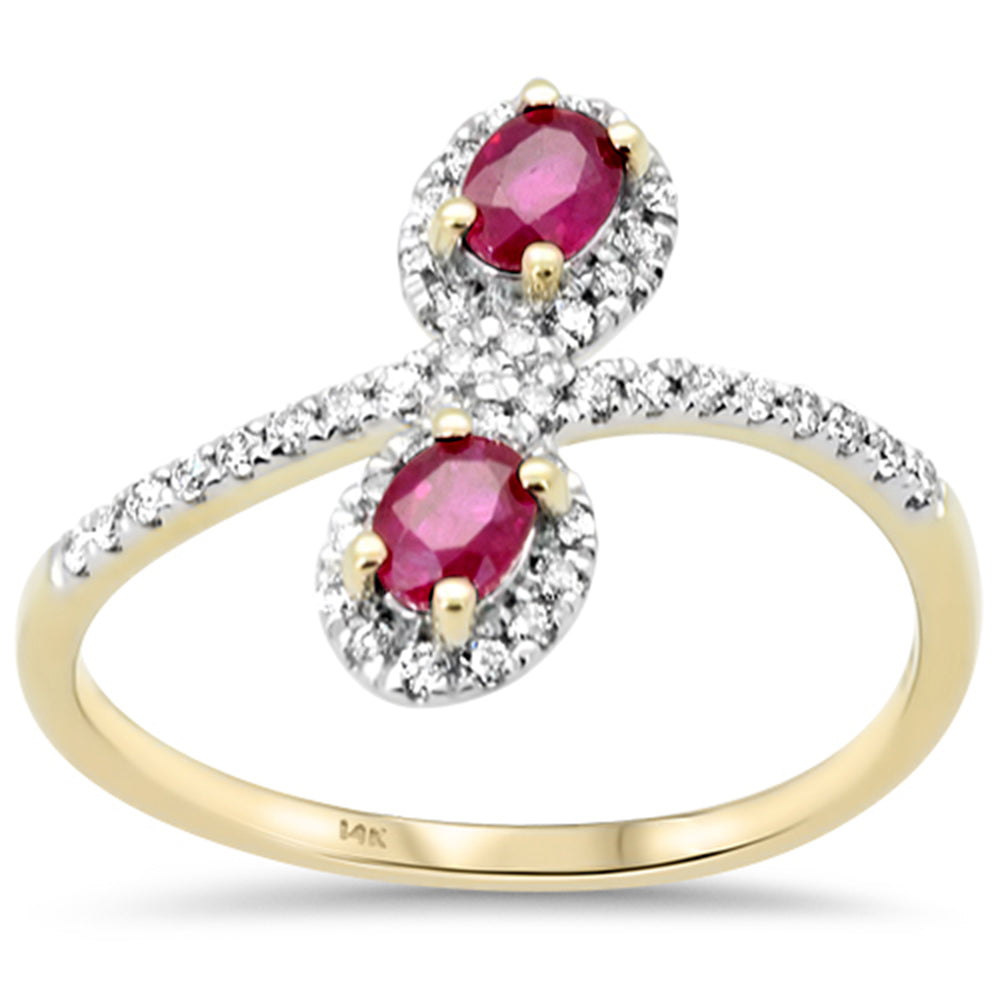 SPECIAL! .61ct G SI 14K Yellow Gold Diamond Ruby Gemstone Wrap Around Ring Size 6.5