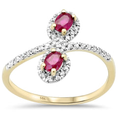 SPECIAL! .61ct G SI 14K Yellow Gold Diamond Ruby Gemstone Wrap Around Ring Size 6.5