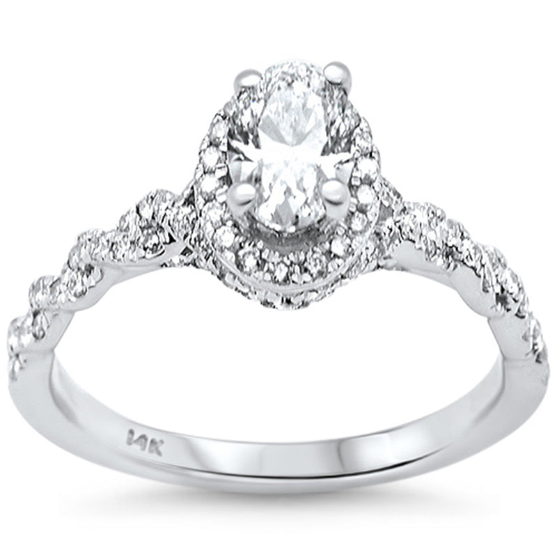 SPECIAL! 1.15ct G SI Center .72ct 14K White Gold Oval Shape Diamond Engagement Ring