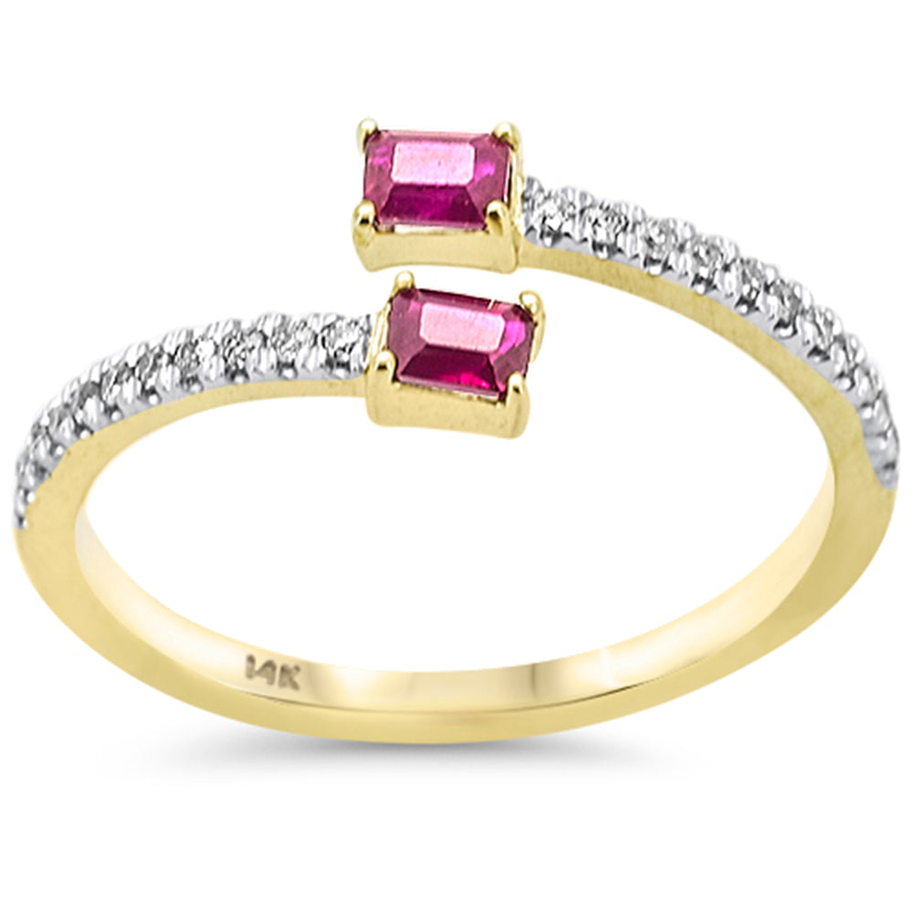 SPECIAL! .38ct G SI 14K Yellow Gold Diamond & Ruby Gemstones Open Ring Size 6.5