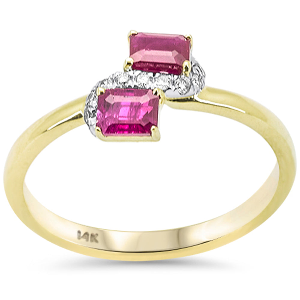 SPECIAL! .76ct G SI 14K Yellow Gold Diamond & Ruby Gemstones Wrap Around Ring Size 6.5