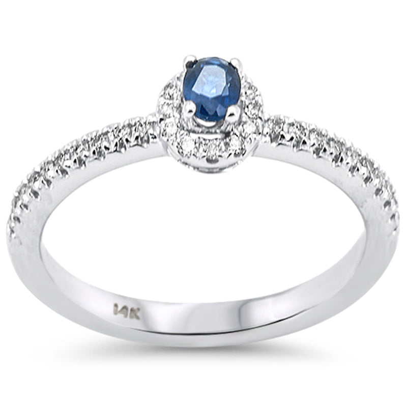 SPECIAL! .45ct G SI 14K White Gold Diamond & Blue Sapphire Gemstones Ring Size 6.5