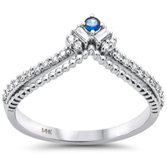 SPECIAL! .21ct G SI 14K White Gold Diamond & Blue Sapphire Gemstones Ring Size 6.5