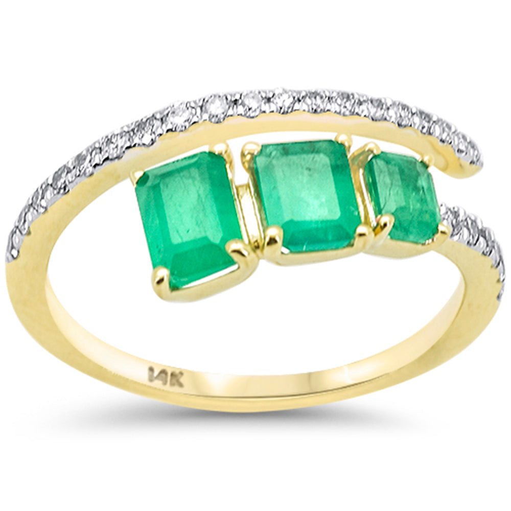 SPECIAL! 1.44ct G SI 14K Yellow Gold Diamond & Emerald Gemstones Ring Size 6.5