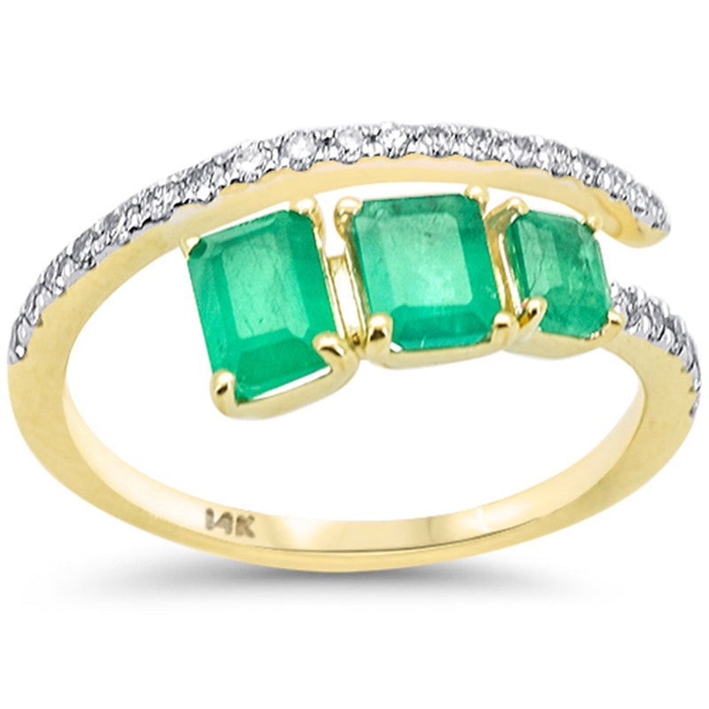 SPECIAL! 1.44ct G SI 14K Yellow Gold Diamond & Emerald Gemstones Ring Size 6.5