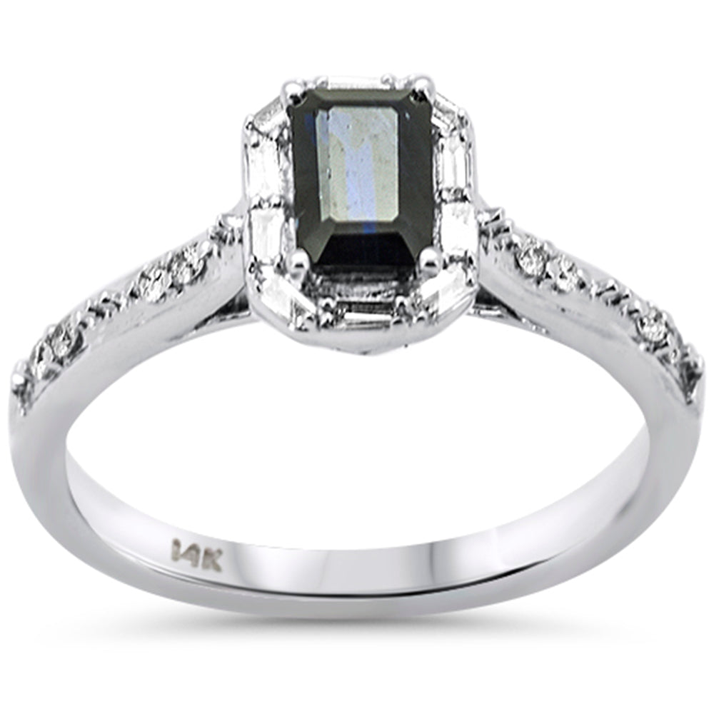 SPECIAL! .91ct G SI 14K White Gold Diamond & Blue Sapphire Gemstones Ring Size 6.5