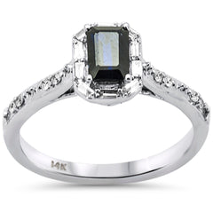 SPECIAL! .91ct G SI 14K White Gold Diamond & Blue Sapphire Gemstones Ring Size 6.5